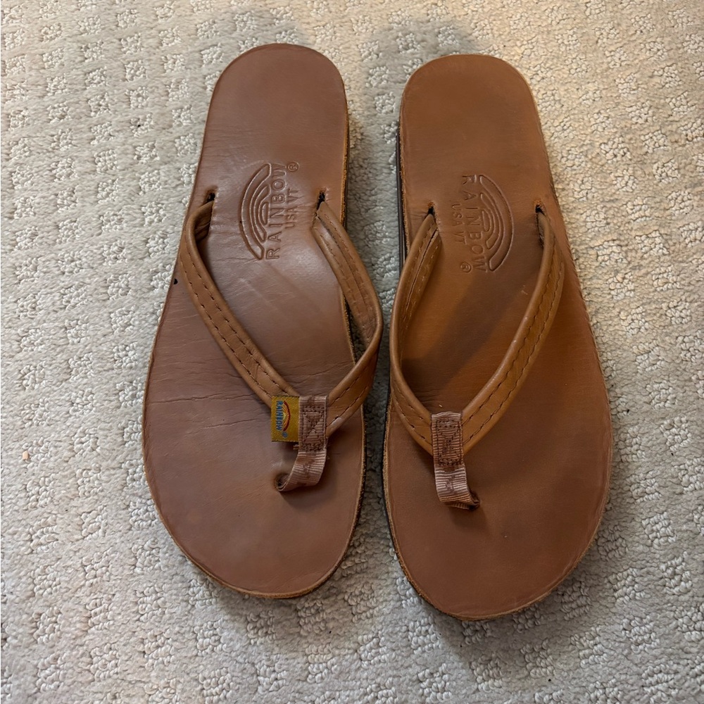 Rainbow Brown Leather Sandals